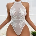thumbnail image 3 of Hfnxid Lingerie for Women Lace Bodysuit One Piece Lingerie Halter Babydoll Underwear, 3 of 7