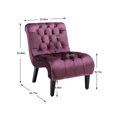 thumbnail image 7 of Morden Accent Chair, Armless Living Room Chair with Curved Backrest, Button Tufted Velvet Upholstered Leisure Chair with Solid Wood Legs, Single Sofa Chair for Bedrooom Apartment Office, Purple, 7 of 7