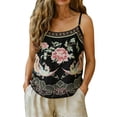 thumbnail image 6 of Tank Tops for Women BWASD Retro Embroidered Loose Fit Camisole Tops Adjustable Thin Straps Lightweight Breathable Casual Trendy Vacation Blouse Summer Black M-XXXL, 6 of 6