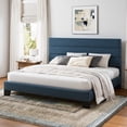 thumbnail image 2 of Einfach King Bed Frame, Platform Bed Frame with Panel Upholstered Fabric Headboard, Blue, 2 of 7
