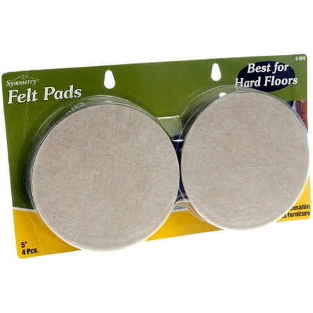 5" Round Glue-Free Reusable Felt Sliders for Hard Floors, 4 Pcs