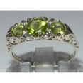 thumbnail image 3 of LBG British Made VINTAGE style Solid 10K White Gold Natural Peridot Trilogy Ring, 3 of 6