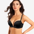 thumbnail image 5 of Yandw Women'S Deep V Plunge Padded Push Up Convertible Bra With Clear Straps Low Cut Underwire Bra, Black 34B, 5 of 7