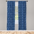 thumbnail image 3 of Ambesonne Blue White Curtains, Spotted Squares, Pair of 28"x63", Navy Blue and White, 3 of 5