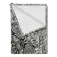 thumbnail image 2 of Ethnic Soft Flannel Fleece Throw Blanket, Mandala Inspired Artwork Hand Drawn Paisley Pattern Boho Native, Cozy Plush for Indoor and Outdoor Use, 50" x 70", Black and White, by Ambesonne, 2 of 5