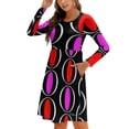 thumbnail image 1 of Robe Rouge Rose Mod Cercles Col Carré Robe d'Été Douce Femmes Élégante Robe Imprimée Dos Nu Rouge Rose Noir Mod Cercles Style Mod, 1 of 5
