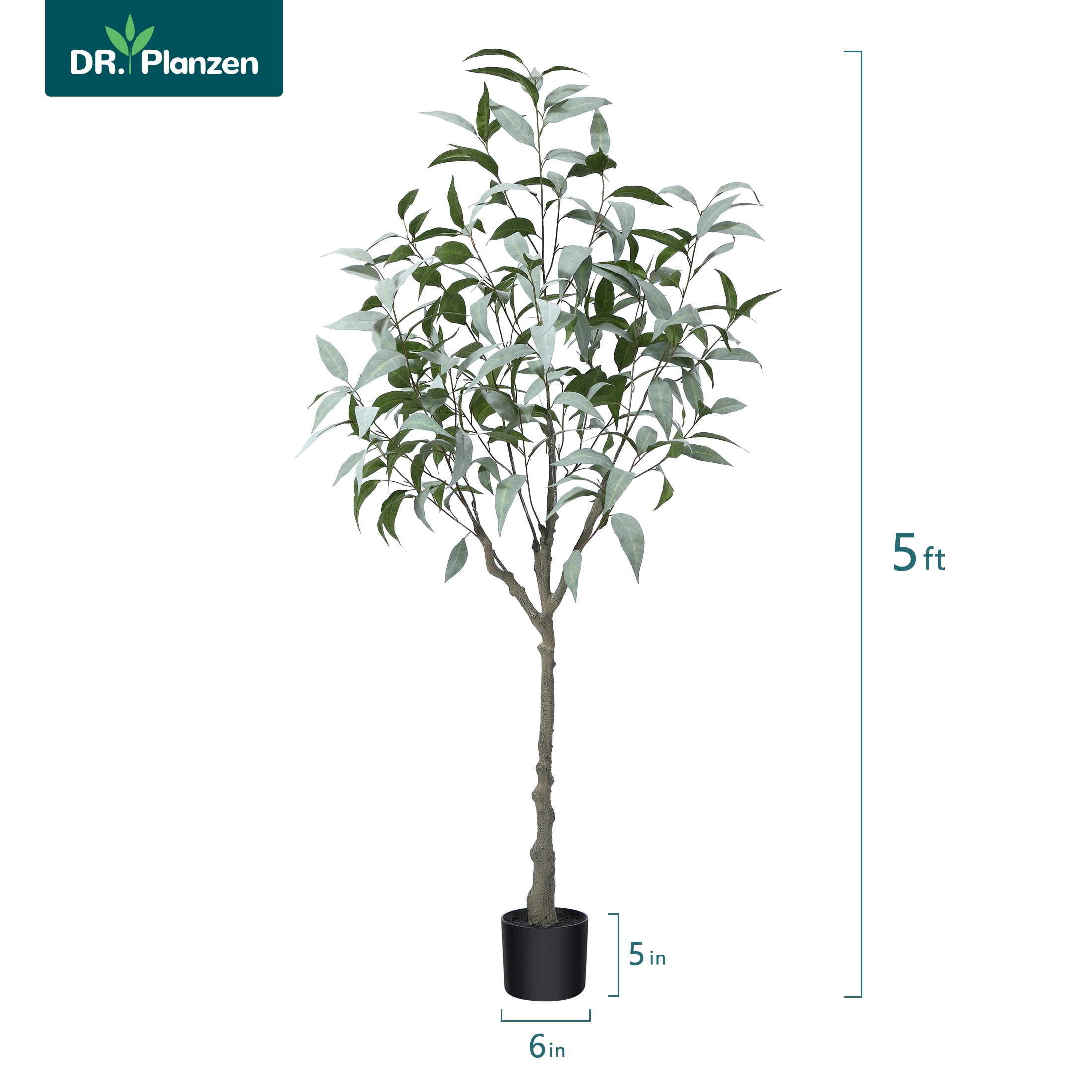 DR.Planzen Artificial Eucalyptus Plants 5FT Tall Fake Eucalyptus Plants Large Faux Trees for Home Decor Indoor Outdoor Office Gift Ornaments, Set of 1