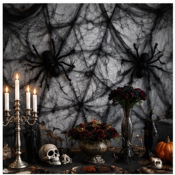 FOMIYES Black Cloth Spider Web Decoration, 1 Set Cobweb Party Prop for Indoor Outdoor Home Seasonal Decor Supplies