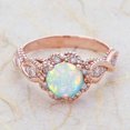 thumbnail image 2 of 14K Solid Rose Gold Rare Beautiful Fire Opal Diamond Engagement Rings, 2 of 2