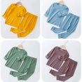 thumbnail image 2 of CUZIBR Baby Girl Winter Outfits Solid Color Layered Long Sleeve Round Neck Shirt Pants Soft Cozy Winter Warm Basic Bottom Night Wear Sleeping Clothing Suit,Yellow,7-8 Years, 2 of 6