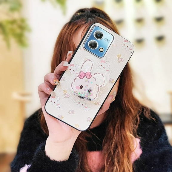 JNG-Phone Case For MOTO G Stylus 4G 2023, Anti-knock Rotatable stand Drift Sand Anti-dust Cute Silicone TPU Skin feel silicone Cartoon Simplicity Durable Dirt-resistant Waterproof