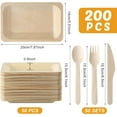 Disposable Bamboo Plates Set Palm Leaf Plates and Cutlery 200Piece