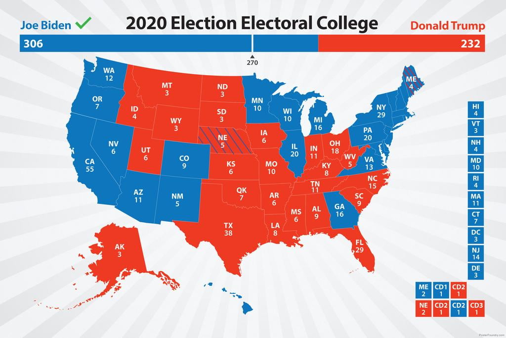 Joe Biden 2020 Electoral College Map President Election Results Road To ...