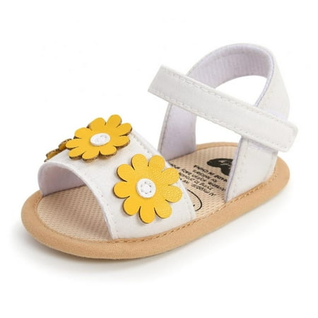 

Infant Baby Girls Summer Sandals with Flower Soft Non-Slip Sole Newborn Toddler First Walker Crib Dress Shoes Princess Flat Shoes 0-18M