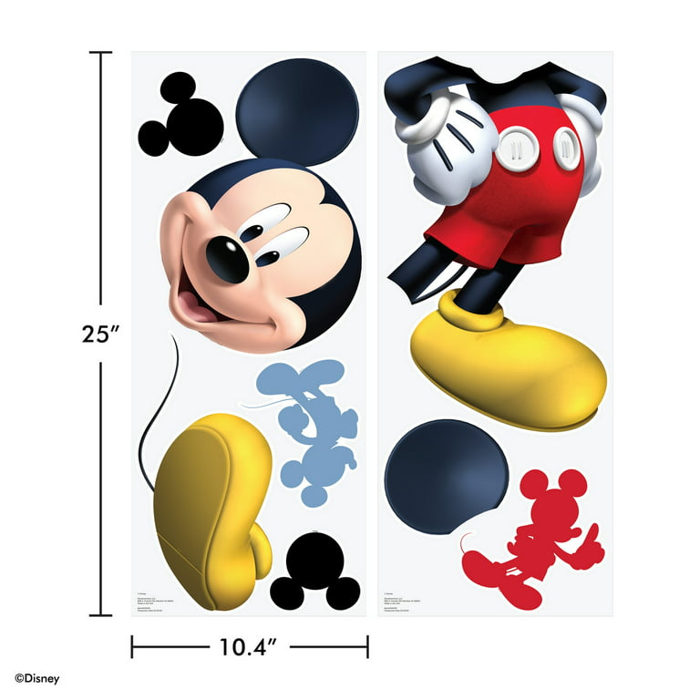 RoomMates 5 in. x 19 in. Mickey and Friends Mickey Mouse Peel and Stick Giant Wall Decal (9-Piece), Black