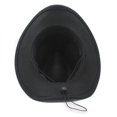 thumbnail image 4 of Gtoiithly Breathable Hollow Straw Cowboy Hat Unisex, Wide Curved Brim Western Sun Hat with Feather Band Adjustable Chin Strap L1-Black, 4 of 5