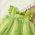 thumbnail image 6 of SonxaHe Infant Girl's Dress Fly Sleeve Square Neck Bow Tulle Dress Children Summer Birthday Party Princess Dresses Clothes Green,Size 12-18 M, 6 of 6