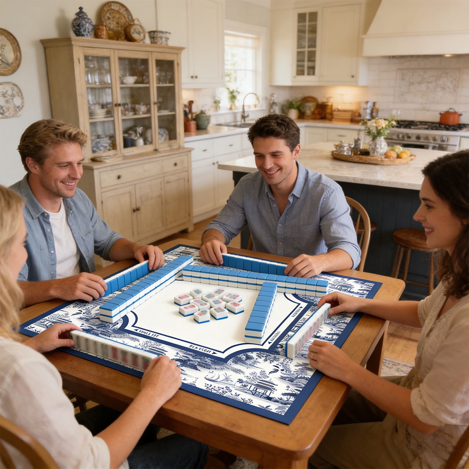 Mahjong Playing Mat With Scratch Resistant Top And Convenient Carry Bag Suitable For Indoor Outdoor Use