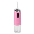 thumbnail image 4 of Irrigador bucal portátil de 240 ml, limpiador de dientes a prueba de agua con hilo dental recargable por USB de 3 modos con 1 boquilla, color rosa, 4 of 5