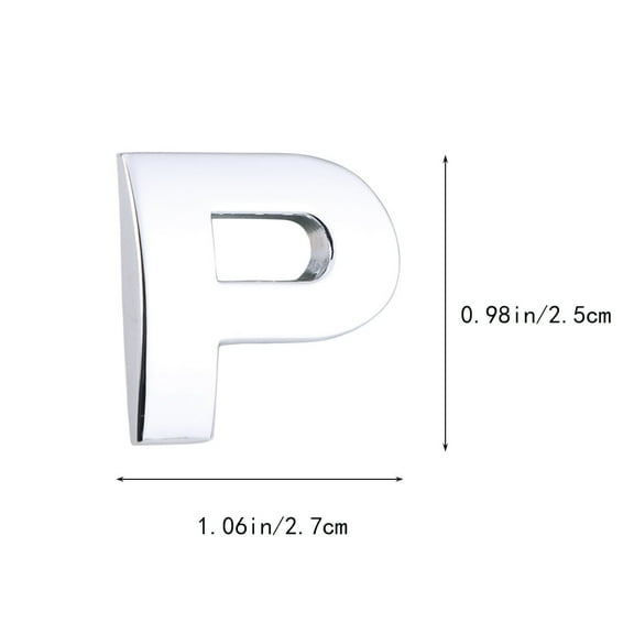 Stri 3D DIY Metallic Alphabet Car Sticker Car Emblem Letter Badge Decal - P (Silver)