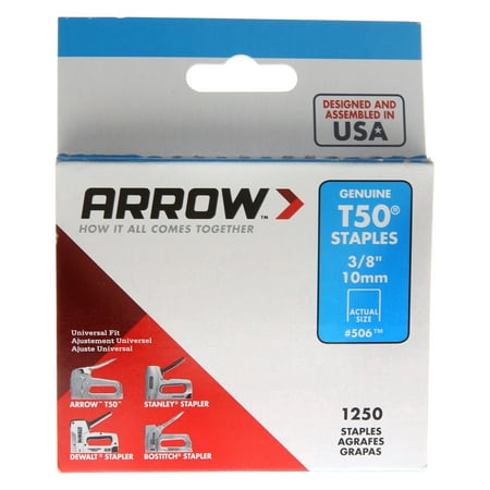 Arrow 3/8-Inch T50 Staples, 1250 Count