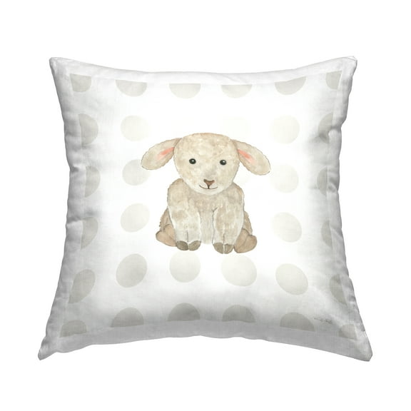 Stupell Industries Nursery Lamb on Dots Decorative Printed Throw Pillow Design by Cindy Jacobs.