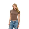 thumbnail image 5 of Natural Uniforms Womens Buttery Soft, Super Stretch Y2K Long Sleeve Baby Tee Crop Top (Chocolate Malt, XX-Large), 5 of 6