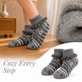 thumbnail image 3 of Women Vintage Ruffle Cuff Knit Crew Socks, Soft Cozy Warm Thermal House Socks, Retro Pattern Casual Socks for Fall Winter Daily Wear Gray M, 3 of 5