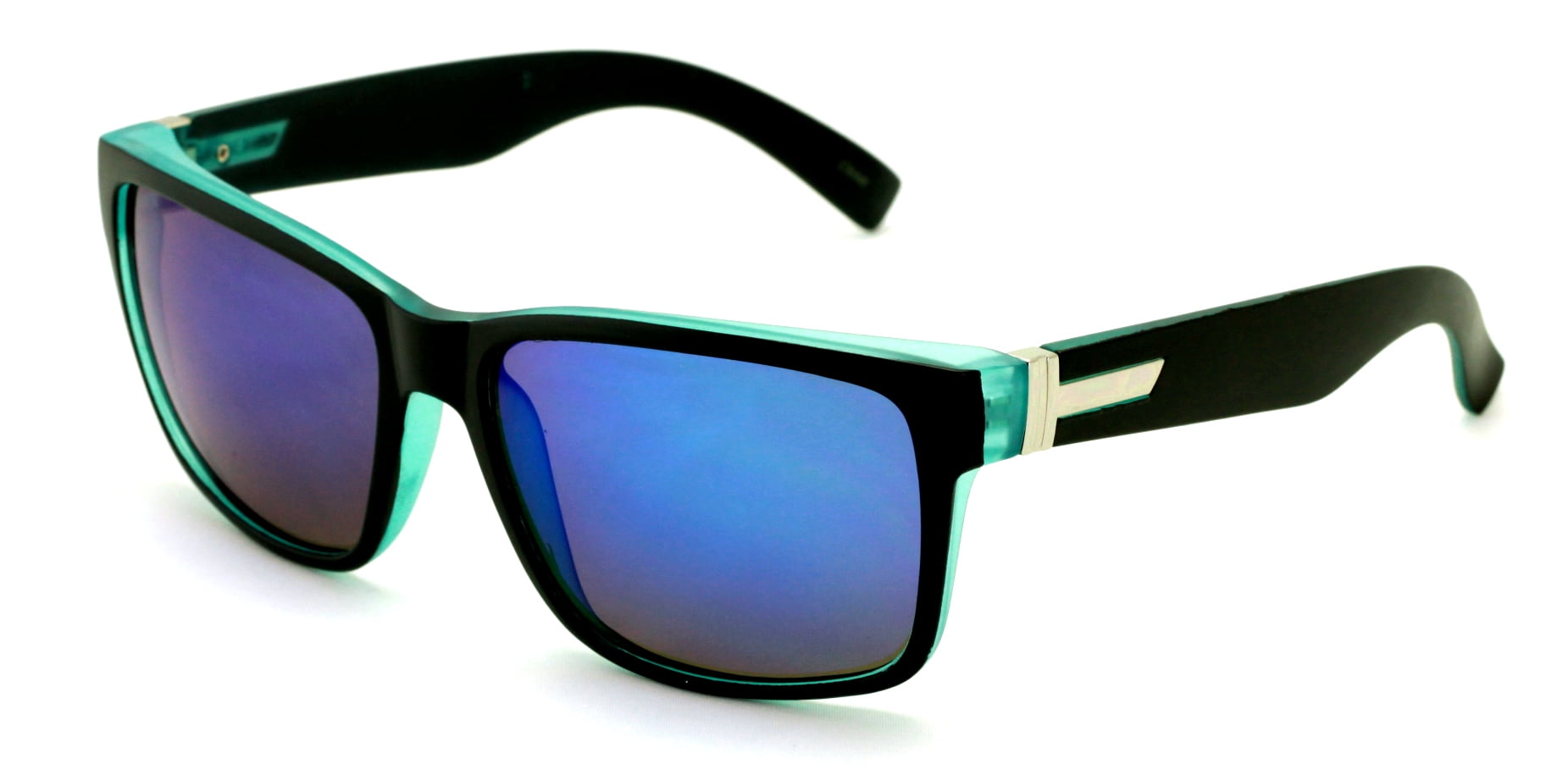 Large Men Mirror Sunglasses Matte Black 150mm Wide Fitment.