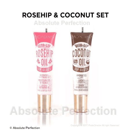 Broadway Vita-Lip Clear Lip Gloss Coconut & Rosehip Oil Hydrates Locks Moisture & Shines Pack of
