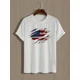 thumbnail image 4 of Camiseta de manga corta con cuello redondo y estampado de bandera estadounidense, informal, holgada, 100 % algodón, para hombre, 4 of 5