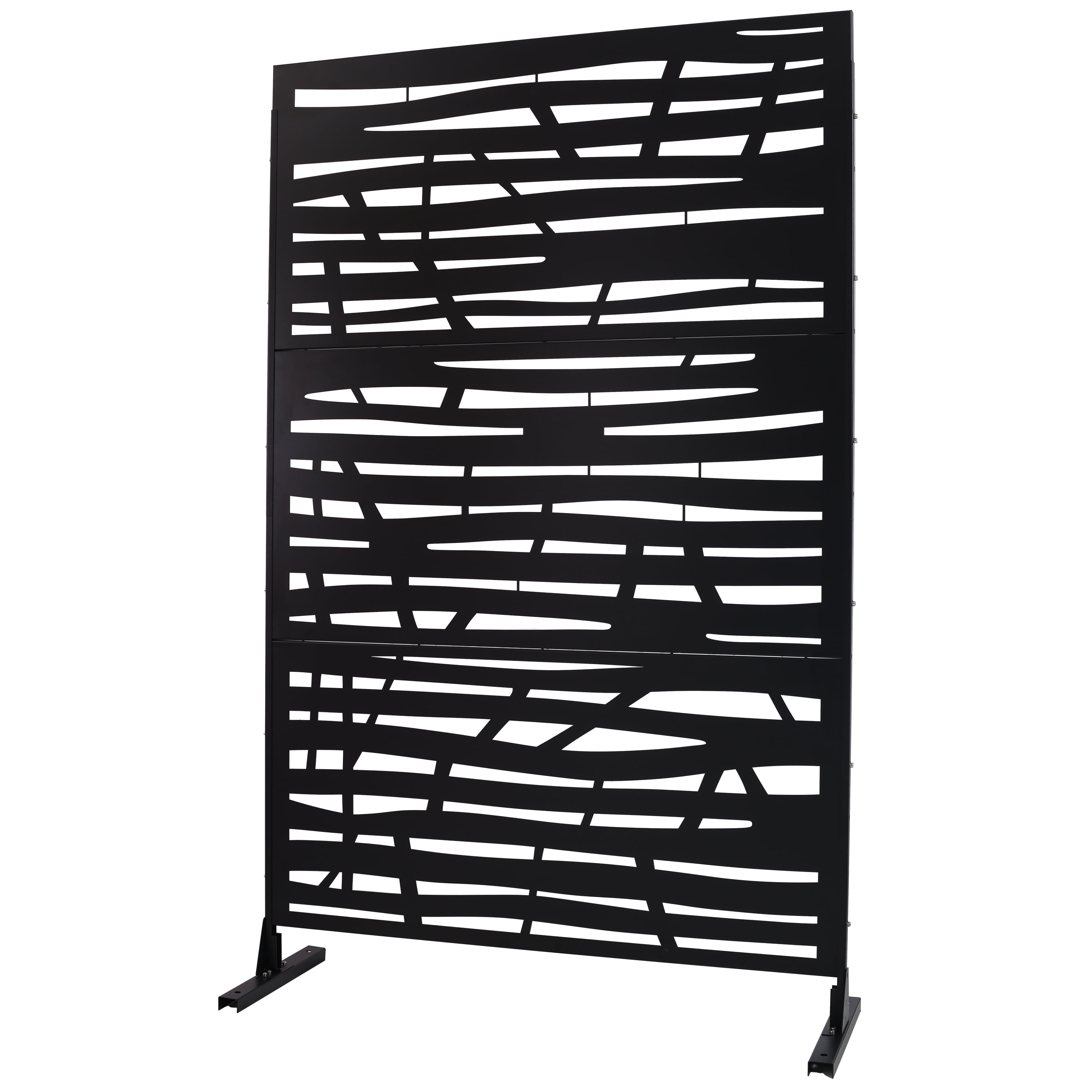 Outdoor Decor Privacy Screen, 76"Hx48"W Freestanding Metal Room Divider for Deck Balcony, Rust Red