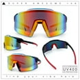 thumbnail image 2 of Mens Color Mirror Oversized Shield Sport MTB Style Plastic Sunglasses Black Red - Orange Mirror, 2 of 8