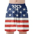 thumbnail image 4 of Gyexs Boys Swim Trunks Size 8-9 4th of July Print Swim Shorts Independence Day Star Flag Graphic Hawaiian Style Holiday Vacation Beach Shorts Navy, 4 of 7