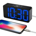thumbnail image 4 of DreamSky Compact Digital Alarm Clock with USB Port for Charging, 0-100% Adjustable Brightness Dimmer, Blue Bold Digit Display, Adjustable Alarm Volume, 12/24Hr, Snooze, Bedroom Desk Alarm, 4 of 7