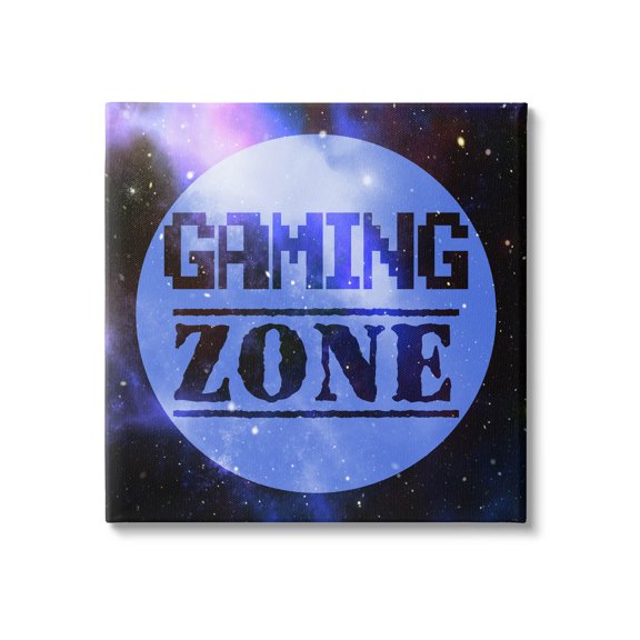 Stupell Industries Gaming Zone Pixel Sky Phrase Graphic Art Gallery Wrapped Canvas Print Wall Art, Design by Marcus Prime