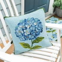 VivaStyle Hydrangea Indoor/Outdoor Hooked Pillow, 18"x18"