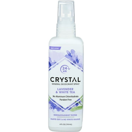 Crystal Essence Mineral Deodorant Body Spray Lavendar & White Tea 4 oz
