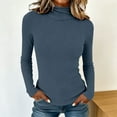 thumbnail image 2 of WTXUE Women's Base Layers Turtleneck Long Sleeve Shirts Tank Tops Slim Fit Stretchy Layer Tee Shirts Fall Trendy Basic Thermal Underwear Tops Soft Casual Undershirts Blue L, 2 of 4