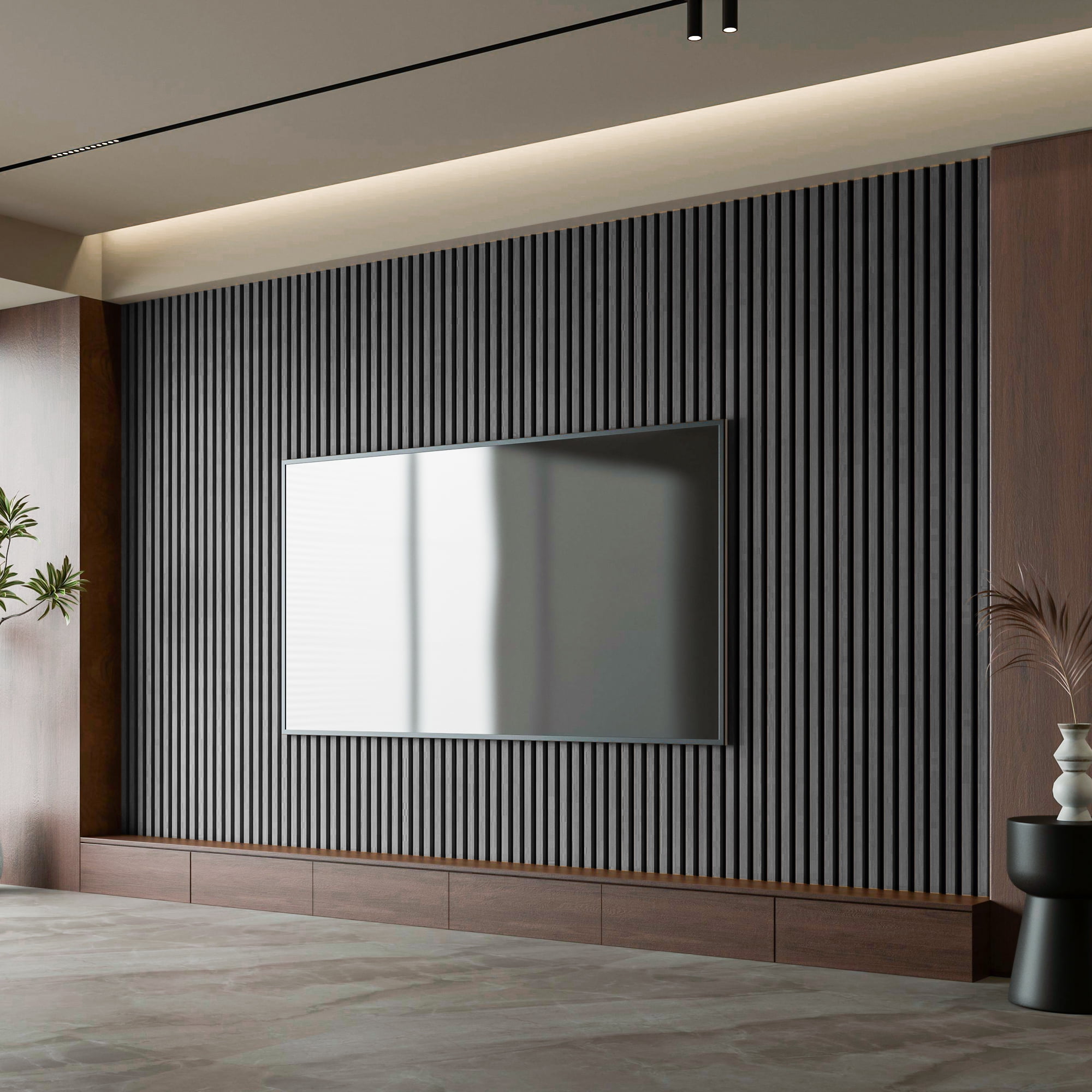 Art3dwallpanel 2PCS 95.7''x24'' Wood Slat Acoustic Panels, MDF 3D Decorative Wall Paneling,Black,31.9 sq.ft.