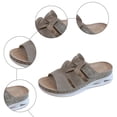 thumbnail image 5 of Rokment Womens Orthopedic Platform Wedge Gladiator Sandals Vintage Comfortable Casual Suede Air Cushion Arch Support Walking Slip on Slides Beach Summer Shoes Grey Size 6, 5 of 7