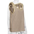 thumbnail image 4 of ZVAVZ Women's Stretch Tank Top Womens Casual Color Block Scoop Neck Blouse Trendy Sleeveless Sports Workout Running Tees Beige,L, 4 of 7