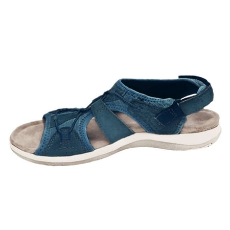 

Cathalem Customize The Latest Pu Retro Fashion Solid Color Quality Sandals And Flat Shoes For Female Blue 38