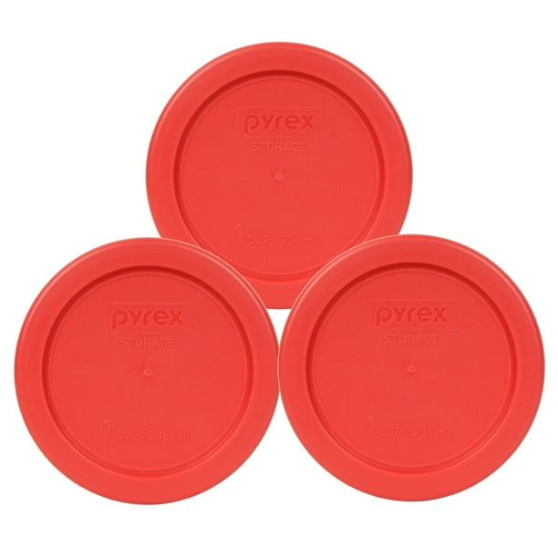 Pyrex 7202PC Red Round Plastic Food Storage Replacement Lid Cover (3