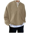 thumbnail image 4 of Baqcunre Oversized Sweatshirt,Zipper Solid Stand Collar Hoodless Pullover Loose Oversize Sweater Coat Sweatshirts for Men,Long Sleeve Shirts for Men Men's Fashion Hoodies & Sweatshirts Khaki XXL, 4 of 6