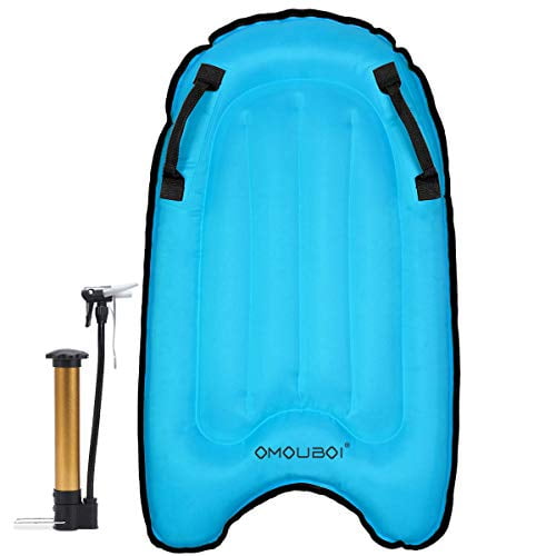 Ghopy Inflatable Surfboard Bodyboard Two-color Inflatable Bodyboard with Handles Portable Non-slip Inflatable Body Boards for Adults Children Beginners