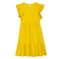 thumbnail image 6 of Summer Dress for Girls Daily Baby Girls Flowy Midi Dresses Ruffle Sleeve A-Line Solid Color Casual Crew Neck Sleeveless Beach Sundress New Yellow 13T, 6 of 9