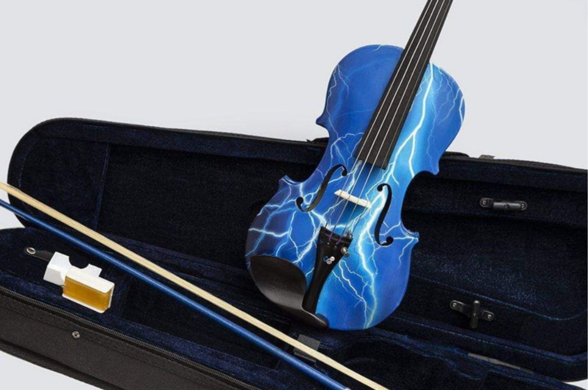 Rozanna's Blue Lightning Violin Outfit with Bow Case, Tuners, Rosin, and Strings