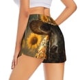thumbnail image 2 of Uemuo Sunflower Cowboy Hat Cow Pattern Women's Athletic Shorts High Waisted Running Shorts with Liner Pockets Gym Elastic Workout Shorts-Medium, 2 of 9