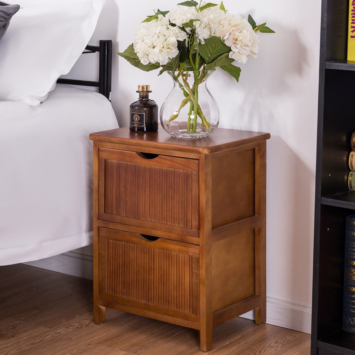 Solid Wood Contemporary Vintage Bedside Nightstand Table End table 2
